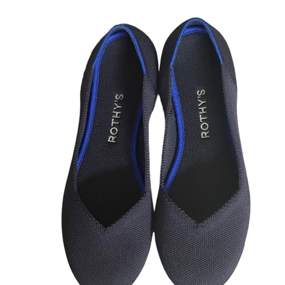 ROTHYS navy blue round toe women flats size W7 1/2 - Picture 6 of 10